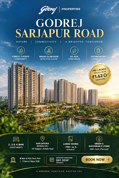 Godrej Sarjapur Road - proposed high-rise towers with forest-themed landscape and open greens, Sarjapur Road, Bangalore